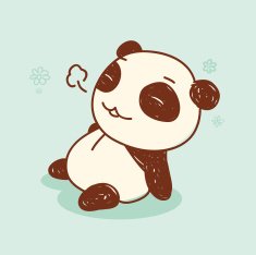 Cute Relieved Panda Retro Style