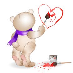 Happy Teddy Bear painting heart