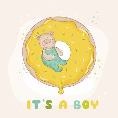 Baby Shower or Arrival Card - with Bear N12