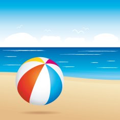 Beach ball on sand Holiday illustration