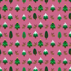 Christmas theme pinetree and reindeer seamless pattern
