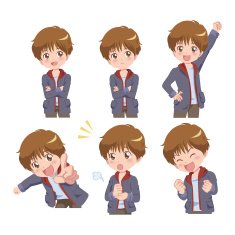 Manga Styled Boy with Multiple Poses N3