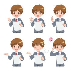 Manga Styled Boy with Multiple Poses N4