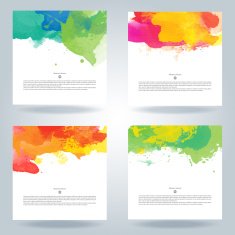 Set of vector watercolor template N24