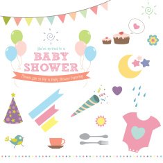 Baby shower design icons