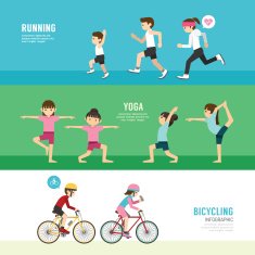 sports design health concept people exercise set cycling run