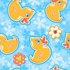Seamless pattern with cartoon toy - yellow duck