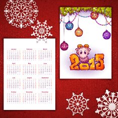Vector Christmas calendar with sheep and 2015 label N2