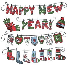 New year knitted letters checkbox accessories