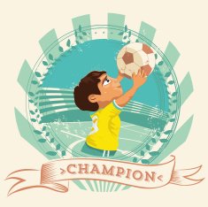 grunge soccer champion medal with little boy