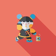 Chinese New Year girl flat icon with long shadow eps10 N147