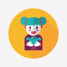 Chinese New Year girl flat icon with long shadow eps10 N149
