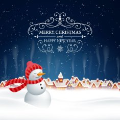 Vector Christmas Design with Snowman N10