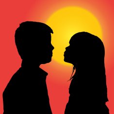 Vector silhouette of children N350