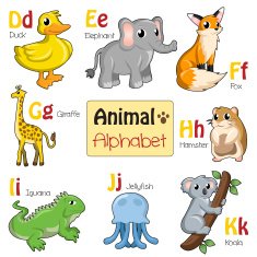 Alphabet animals from D to K free image download