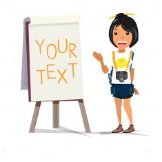 tourist lady presenting something on paperboard travel - vector illustration