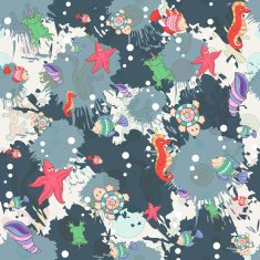 Seamless abstract marine life Seamless pattern with sea inhabita