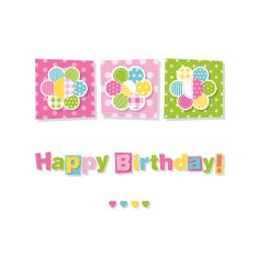three flowers happy birthday card