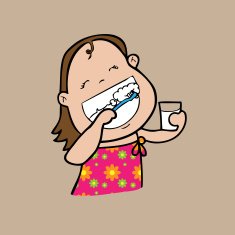 Girl brush teeth