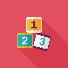 123 blocks flat icon with long shadow eps10 N36