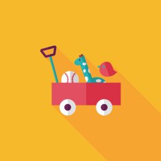 toy cart flat icon with long shadow eps10 N19