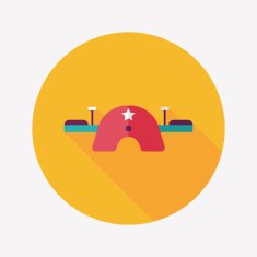 Playground Seesaw flat icon with long shadow N8