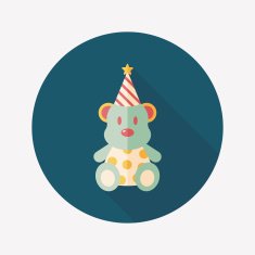 birthday teddy bear flat icon with long shadow eps10 N62