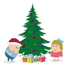 Children and Christmas fir tree N2
