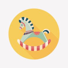 horse toy flat icon with long shadow eps10 N67