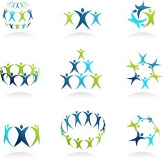 abstract people icons - groups and teamwork