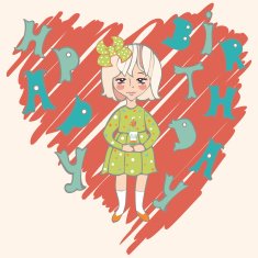 Vector card with girl and heart
