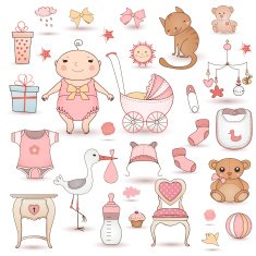 Baby boy shower Cute icons