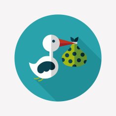 bird and baby flat icon with long shadow eps10 N45