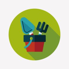 Shovel and bucket toys flat icon with long shadow eps10 N30