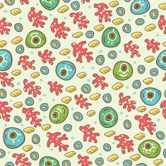 Hand drawn ethnic sea pattern with corals and stones N2
