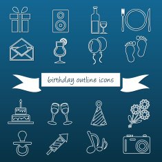 birthday outline icons