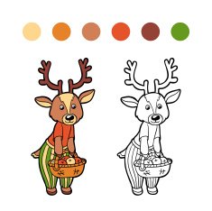 Coloring book (deer with apples)