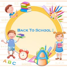 Back to school illustration with happy kids N4