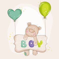 Baby Bear with Balloons - Arrival Card