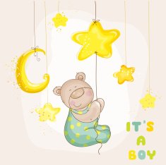 Baby Bear with Moon and Stars - Arrival Card