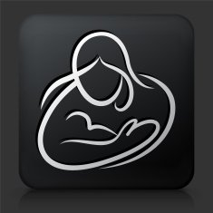 Black Square Button with Woman Icon