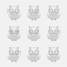 Vector group of owls on white background