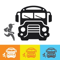 Child taking the school bus icon