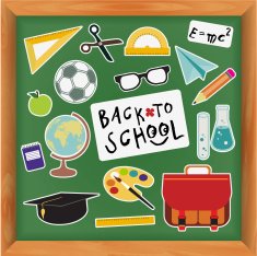 Green chalkboard with school icon