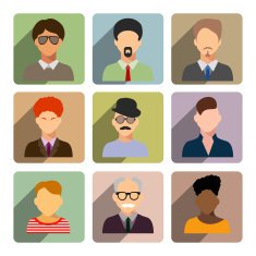 Avatars business man flat icons set isolated on white backgroun N3