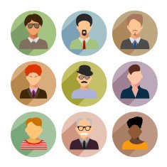 Avatars business man flat icons set isolated on white backgroun N4