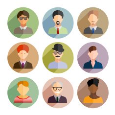 Avatars business man flat icons set isolated on white backgroun N5
