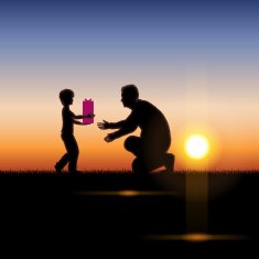 Father's Day background Father and child in the sunset N29