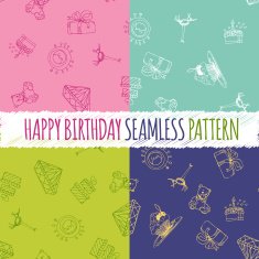 Birthday seamless pattern with hand drawing elements