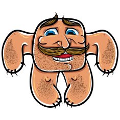 Happy cartoon monster with mustaches vector illustration